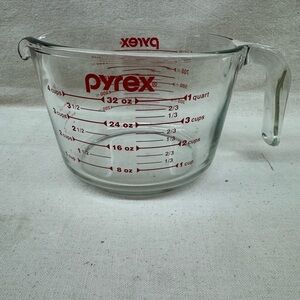 Pyrex Clear Glass Measuring Cup with Red Accents
